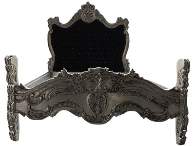 Casa Padrino Letto Barocco Nero / Argento con Strass Bling Bling 140 x 200 cm dalla Collezione di Lusso Casa Padrino Letto Barocco Nero / Argento con Strass Bling Bling 140 x 200 cm dalla Collezione di Lusso