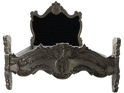 Casa Padrino Lit Baroque Noir / Argent avec Strass Bling Bling 140 x 200 cm de la Collection Luxe Casa Padrino Lit Baroque Noir / Argent avec Strass Bling Bling 140 x 200 cm de la Collection Luxe