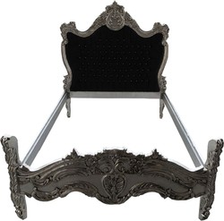 Casa Padrino Lit Baroque Noir / Argent avec Strass Bling Bling 140 x 200 cm de la Collection Luxe Casa Padrino Lit Baroque Noir / Argent avec Strass Bling Bling 140 x 200 cm de la Collection Luxe
