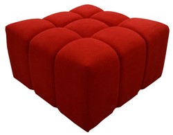 Casa Padrino Tabouret de Luxe Rouge 90 x 90 x H. 50 cm - Meubles de Salon