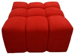 Casa Padrino Tabouret de Luxe Rouge 90 x 90 x H. 50 cm - Meubles de Salon
