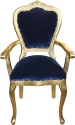 Casa Padrino Barock Luxus Stuhl mit Armlehnen Royalblau Blau Royalblau Dunkelblau Gold Baroque Arm Chair Chairs Stühle Möbel Casa Padrino Barock Luxus Stuhl mit Armlehnen Royalblau Blau Royalblau Dunkelblau Gold Baroque Arm Chair Chairs Stühle Möbel