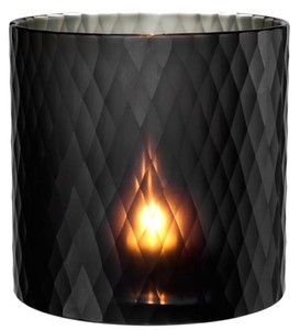 Casa Padrino Portacandele in Vetro Nero Ø 20 x H. 20 cm - Portacandele di Lusso