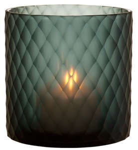 Casa Padrino photophore en verre couleur saphir Ø 20 x H. 20 cm - Photophore de Luxe avec Diamant Coupés