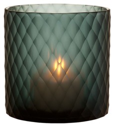 Casa Padrino photophore en verre couleur saphir Ø 20 x H. 20 cm - Photophore de Luxe avec Diamant Coupés