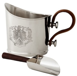 Casa Padrino Luxury Ice Bucket with Shovel Set Silver / Brown 34 x 21 x H. 24 cm - Hotel & Restaurant Accessories