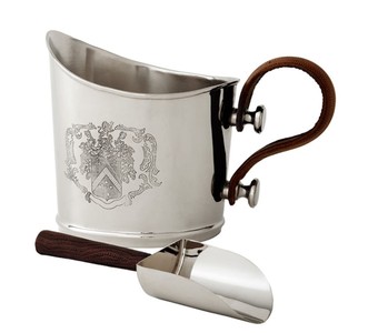 Casa Padrino Luxury Ice Bucket with Shovel Set Silver / Brown 24 x 15 x H. 18 cm - Hotel & Restaurant Accessories