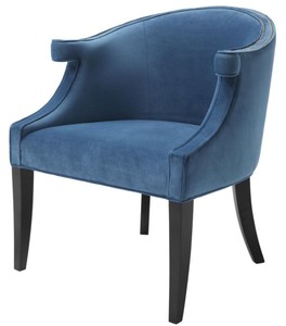 Casa Padrino fauteuil de luxe avec accoudoirs bleu / noir 70 x 70 x H. 83 cm - Mobilier d'Hôtel