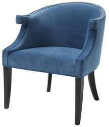 Casa Padrino fauteuil de luxe avec accoudoirs bleu / noir 70 x 70 x H. 83 cm - Mobilier d'Hôtel
