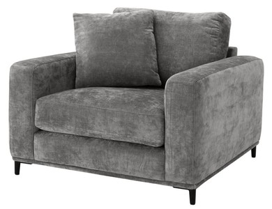 Casa Padrino fauteuil de salon de luxe gris / noir 105 x 102 x H. 80 cm - Meubles de Salon