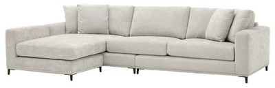 Casa Padrino divano da salotto sabbia / nero 284 x 172 x H. 76 cm - Divano Angolare di Lusso