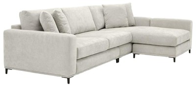 Casa Padrino Wohnzimmer Sofa Sandfarben / Schwarz 284 x 172 x H. 76 cm - Luxus Ecksofa 