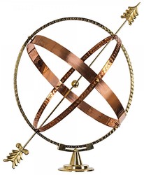 Casa Padrino Sundial Gold / Copper Ø 50 x H. 60 cm - Nostalgic Garden Decoration