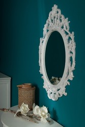 Casa Padrino Baroque Wall Mirror White / Gold 58 x H. 84 cm - Baroque Style Mirror Casa Padrino Baroque Wall Mirror White / Gold 58 x H. 84 cm - Baroque Style Mirror