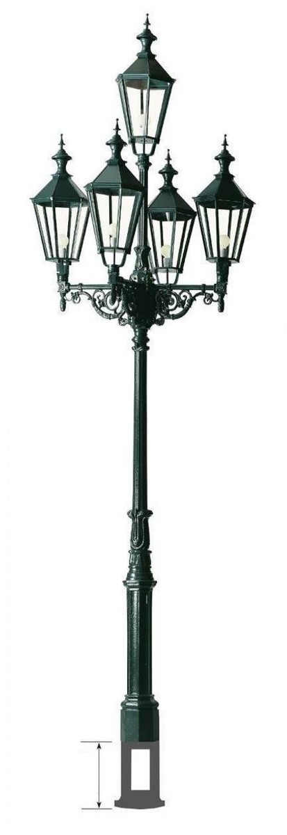 Casa Padrino Gartenlaterne 146 x 146 x H. 475 cm - Verschiedene Farben - Nostalgische von Hand gegossene Aluminium Außenleuchte mit Gusseisen Fuß