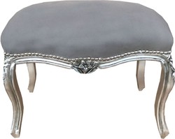 Casa Padrino Barroco Otomano Gris / Plateado - Muebles de estilo antiguo - Taburete columpio para mujer