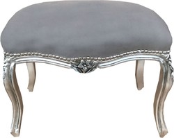 Casa Padrino Barroco Otomano Gris / Plateado - Muebles de estilo antiguo - Taburete columpio para mujer