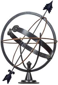 Casa Padrino Art Nouveau Garden Deco Reloj de Sol Antracita / Cobre Ø 45 x H. 50 cm - Decoración de Lujo en el Jardín