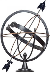 Casa Padrino Art Nouveau Garden Deco Reloj de Sol Antracita / Cobre Ø 45 x H. 50 cm - Decoración de Lujo en el Jardín