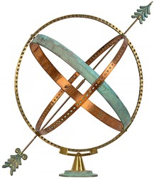 Casa Padrino Art Nouveau Sundial Gold / Copper / Mint Green Ø 50 x H. 60 cm - Handmade Luxury Garden Decoration