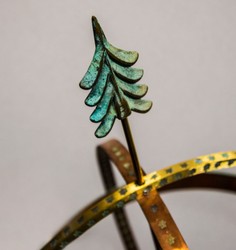 Casa Padrino Art Nouveau Sundial Gold / Copper / Mint Green Ø 50 x H. 60 cm - Handmade Luxury Garden Decoration