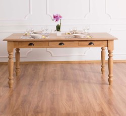Casa Padrino table à manger de style campagnard couleur naturelle 180 x 90 x h 78 cm - mobilier de salle à manger rustique