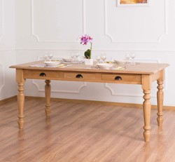 Casa Padrino table à manger de style campagnard couleur naturelle 180 x 90 x h 78 cm - mobilier de salle à manger rustique