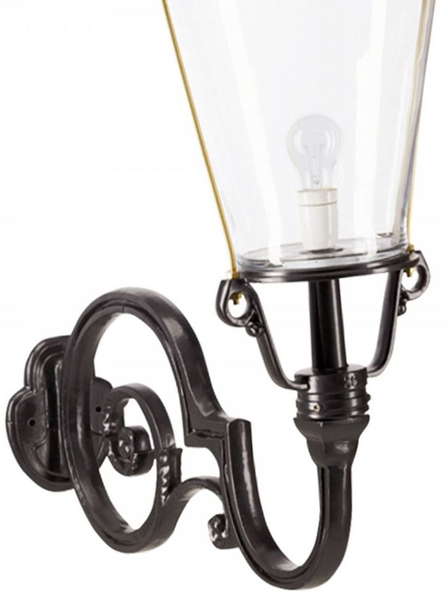 Casa Padrino Jugendstil Außenwandleuchte / Außenlampe Schwarz 37 x 76 x H. 105 cm - Luxus Qualität