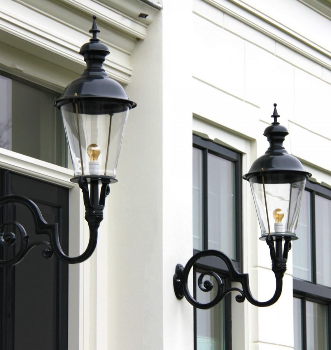 Casa Padrino Jugendstil Außenwandleuchte / Außenlampe Schwarz 37 x 76 x H. 105 cm - Luxus Qualität