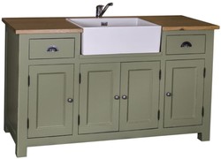 Casa Padrino mueble lavabo estilo country verde / colores naturales 155 x 65 x H. 90 cm - Mueble Bajo Lavabo con 4 Puertas y 2 Cajones