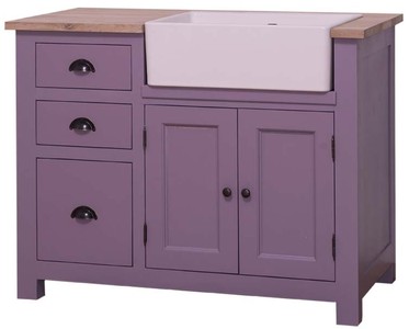 Casa Padrino meuble évier de style campagnard avec 2 portes et 3 tiroirs violet / naturel 118 x 65 x H. 90 cm - évier dans un style campagnard