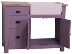 Casa Padrino country style sink cabinet with 2 doors and 3 drawers purple / natural 118 x 65 x H. 90 cm - Sink Cabinet in Country Style