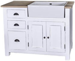 casa padrino landhausstil shabby chic massivholz kiefernholz spültisch spülbeckenschrank küchenschrank mit 2 türen und 3 schubladen küchenmöbel
