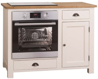 Casa Padrino maison de style campagnard poêle avec porte et 2 tiroirs crème / couleurs naturelles 120 x 65 x H. 90 cm - Meubles de Cuisine
