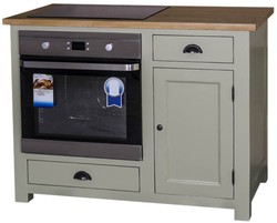 Casa Padrino mobile da cucina stile country con porta e 2 cassetti verde chiaro / colori naturali 120 x 65 x H. 90 cm - Mobili da Cucina