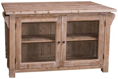 Casa Padrino Îlot de Cuisine de Style Country Naturel 135 x 85 x H. 80 cm - Armoire de Cuisine de Style Country avec 2 Portes Vitrées