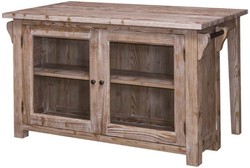 Casa Padrino estilo rural isla de cocina natural 135 x 85 x H. 80 cm - Gabinete de Cocina de Estilo Rural con 2 Puertas de Vidrio