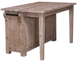 Casa Padrino estilo rural isla de cocina natural 135 x 85 x H. 80 cm - Gabinete de Cocina de Estilo Rural con 2 Puertas de Vidrio