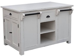 Casa Padrino Country Style Kitchen Island Bianco Antico 135 x 85 x H. 90 cm - Mobili da Cucina Shabby Chic