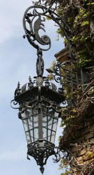 Casa Padrino applique da parete per esterni baroque con supporto nero 47 x 47 x H. 120 cm - Sontuosa Illuminazione Esterna Fatto a Mano