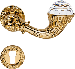 Casa Padrino ensemble de poignée de porte / poignée de porte de luxe Art Nouveau avec verre en cristal Swarovski or 15 x H. 5,3 cm - Luxe de Qualité Fabriqué en Italie Casa Padrino ensemble de poignée de porte / poignée de porte de luxe Art Nouveau avec verre en cristal Swarovski or 15 x H. 5,3 cm - Luxe de Qualité Fabriqué en Italie