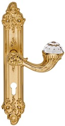 Casa Padrino set maniglia per porta Art Nouveau di lusso con piastra e cristallo Swarovski in cristallo oro 15,5 x H. 33,5 cm - Accessori Hotel
