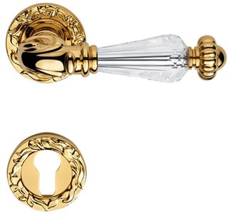 Casa Padrino poignée de porte en laiton baroque de luxe avec verre en cristal Swarovski or 13,7 x H. 5,3 cm - Collection de Luxe