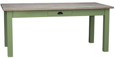Casa Padrino tavolo da pranzo stile country con cassetti verde / colori naturali - Varie Dimensioni - Mobili per Sala da Pranzo