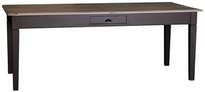 Casa Padrino tavolo da cucina stile country nero / colori naturali - Varie Misure - Tavolo da Pranzo in Stile Country con Cassetto