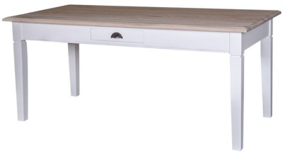 Casa Padrino tavolo da cucina stile country bianco / colori naturali - Varie Misure - Tavolo da Pranzo in Stile Country con Cassetto