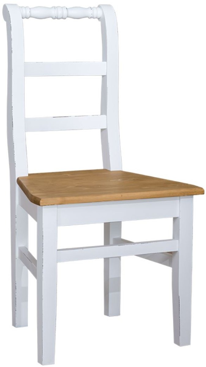 Casa Padrino Landhausstil Esszimmerstuhl 48 x 41 x H 93 cm - Verschiedene Farben - Küchenstuhl mit Eichenholz Sitz im Shabby Chic Look