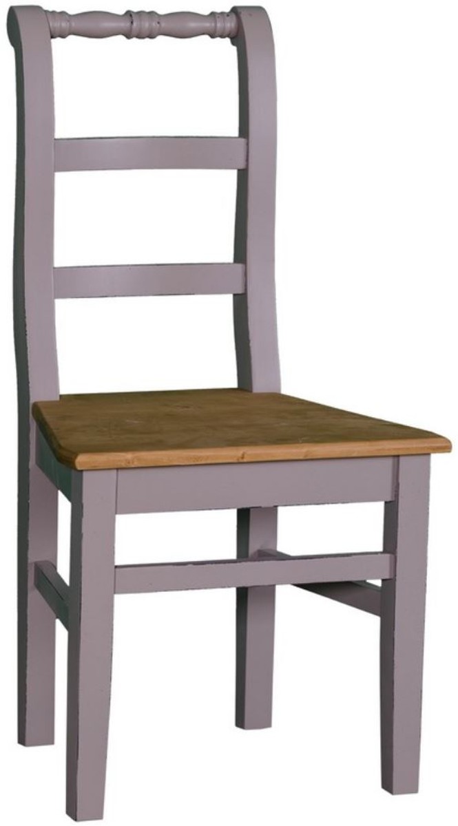 Casa Padrino Landhausstil Esszimmerstuhl 48 x 41 x H 93 cm - Verschiedene Farben - Küchenstuhl mit Eichenholz Sitz im Shabby Chic Look