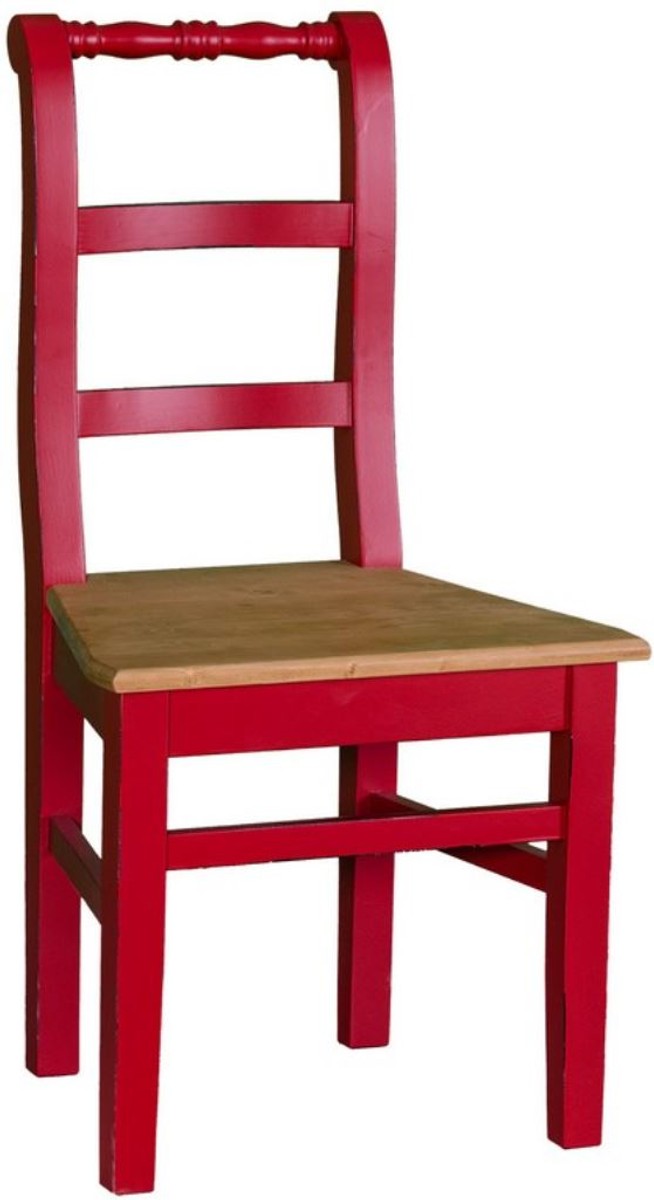 Casa Padrino Landhausstil Esszimmerstuhl 48 x 41 x H 93 cm - Verschiedene Farben - Küchenstuhl mit Eichenholz Sitz im Shabby Chic Look