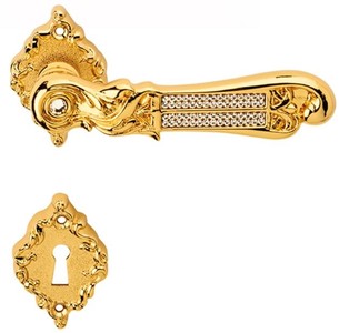 Casa Padrino set di maniglia di lusso barocco oro 14 x H. 6,5 cm - Set Maniglia con Cristallo Swarovski